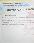 Certificat de non fonction